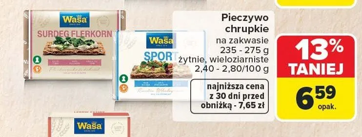 Pieczywo chrupkie Wasa Sport żytnie promocja w Carrefour