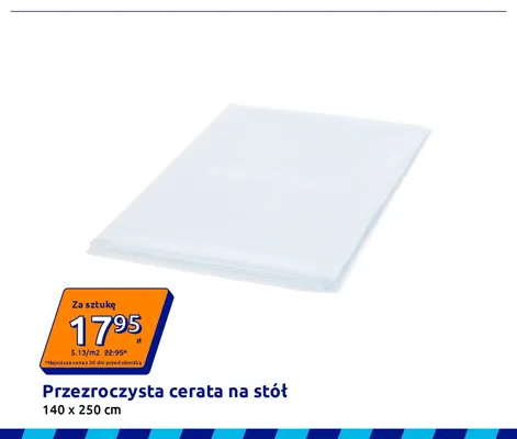 Przezroczysta cerata na stół 140x250 cm promocja w Action