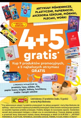 Artykuły piśmiennicze plastyczne papiernicze akcesoria szkolne piórniki plecaki worki promocja w Biedronka