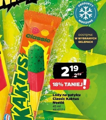 Lody na patyku Classic Kaktus Nestlé promocja w Netto