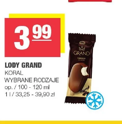 Lody Grand Vanilla Koral promocja w SPAR