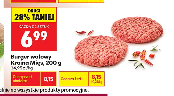 Burger wołowy Kraina Mięs promocja w Biedronka