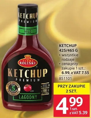 Ketchup Roleski Premium Łagodny promocja w Selgros
