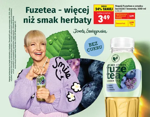 Napój o smaku borówki i lawendy bez cukru promocja w Biedronka