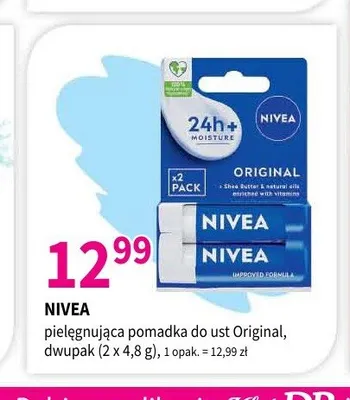 Pielęgnująca pomadka do ust Nivea Original 2-pak promocja w Drogerie Polskie
