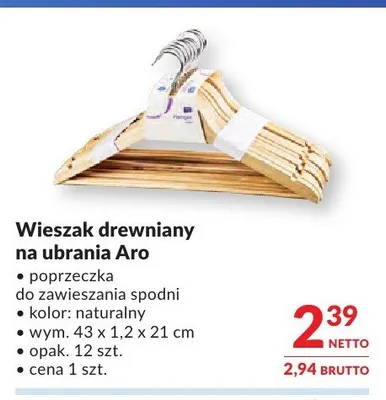 Wieszak drewniany na ubrania Aro promocja w Makro