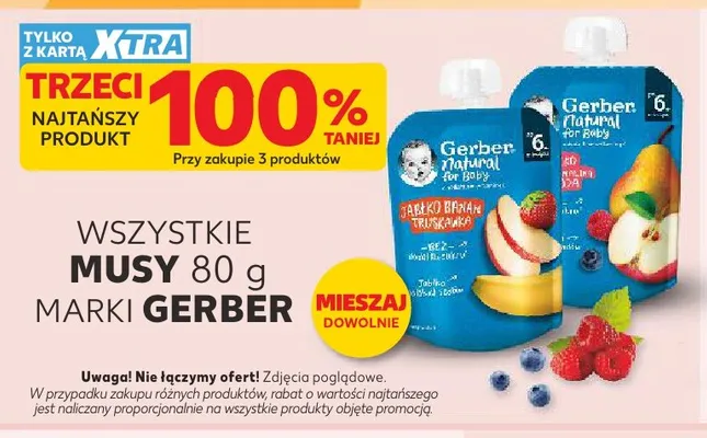 Mus Gerber Natural for Baby jabłko banan truskawka promocja w Kaufland