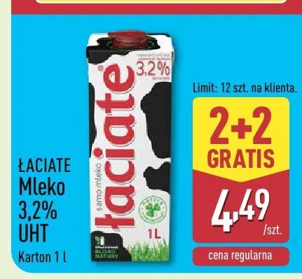 Mleko 3,2% UHT promocja w Aldi
