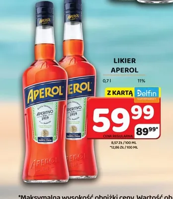Likier Aperol promocja w Delfin