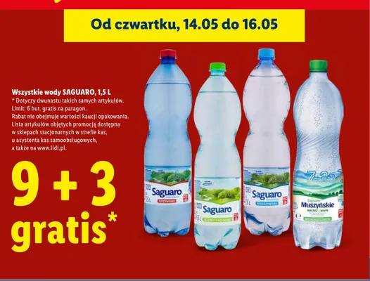 Woda Muszyńskie Magnez + Wapń Saguaro promocja w Lidl