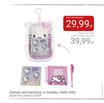 Zestaw piśmienniczy w breloku Hello Kitty promocja w Smyk