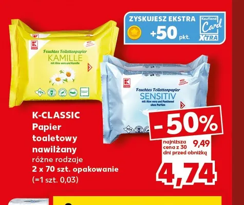 Papier toaletowy nawilżany Sensitiv 2-pak K-Classic promocja w Kaufland