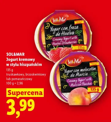 Jogurt kremowy w stylu hiszpańskim pomarańczowy Sol&Mar promocja w Lidl