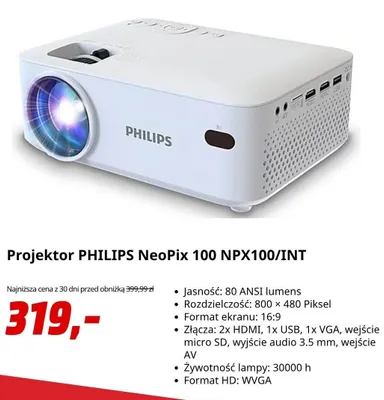 Projektor PHILIPS NeoPix 100 promocja w Media Markt