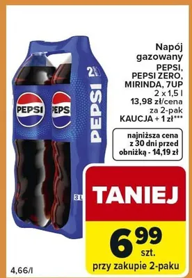 Napój gazowany Pepsi, Pepsi Zero, Mirinda, 7up promocja w Carrefour Express