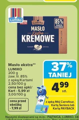 Masło ekstra Lumiko promocja w Carrefour