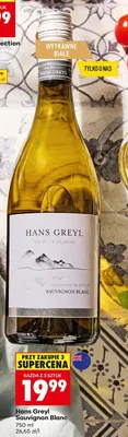 Wino Hans Greyl Sauvignon Blanc wytrawne białe promocja w Biedronka