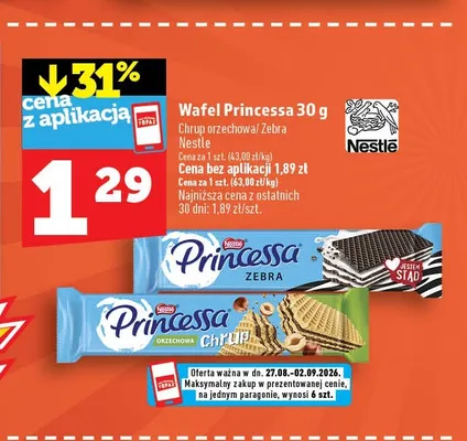 Wafel Princessa Chrup Orzechowa promocja w TOPAZ