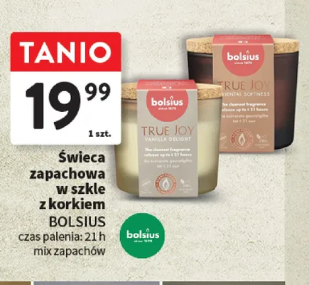 Świeca zapachowa w szkle z korkiem BOLSIUS promocja w Intermarche