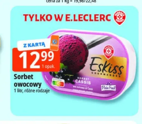 Sorbet owocowy czarna porzeczka Eskiss promocja w Leclerc