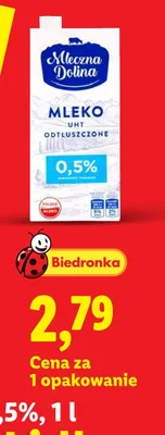 Mleko UHT odtłuszczone Mleczna Dolina 0,5% promocja w Lidl