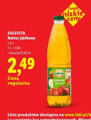 Nektar jabłkowy Solevita promocja w Lidl