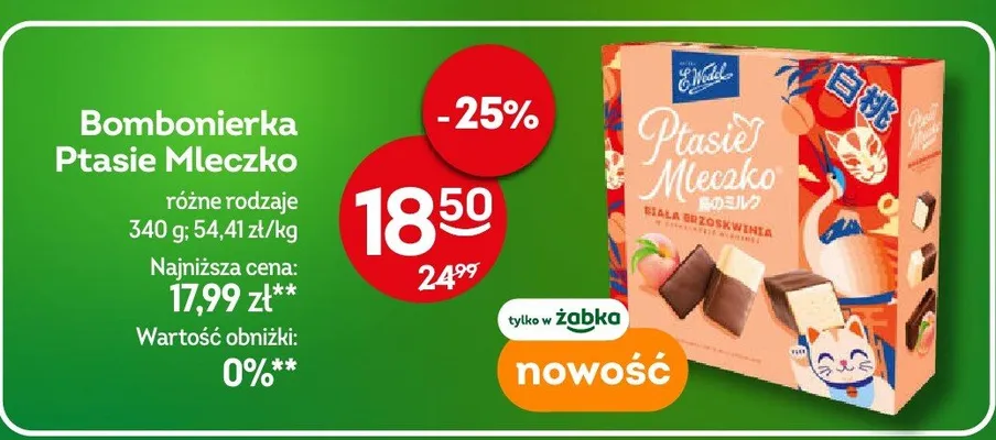 Bombonierka ptasie mleczko różne rodzaje promocja w Żabka
