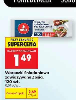 Woreczki śniadaniowe zawiązywane Zosia promocja w Biedronka