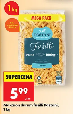 Makaron durum fusilli promocja w Biedronka