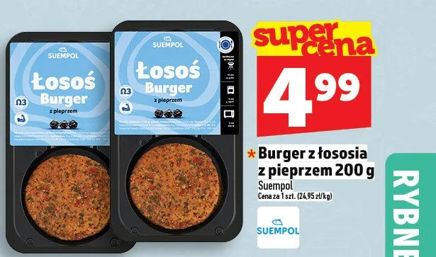 Burger z łososia z pieprzem promocja w TOPAZ