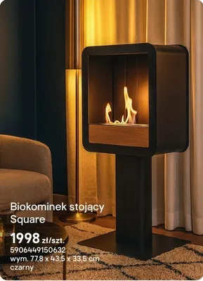 Biokominek stojący Square Nordic promocja w Castorama