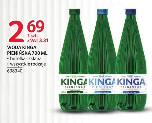 Woda mineralna niegazowana Kinga Pienińska promocja w Selgros