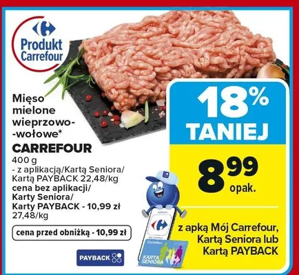Mięso mielone wieprzowo-wołowe promocja w Carrefour