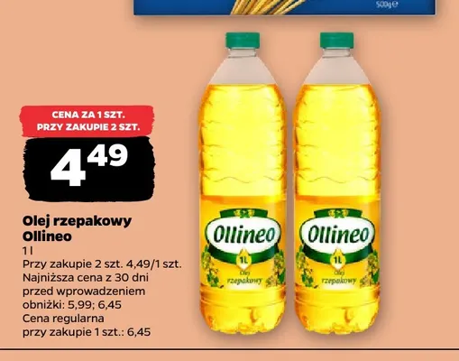 Olej rzepakowy Ollineo promocja w Netto