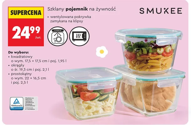 Szklany pojemnik na żywność, różne rodzaje promocja w Biedronka