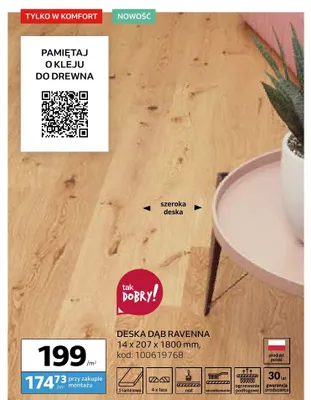 Deska podłogowa dębowa Barlinek Dąb Ravenna 14x207x1800 mm promocja w Komfort