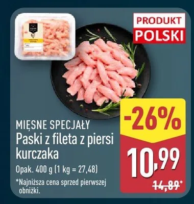 Paski z fileta z piersi kurczaka Mięsne Specjały promocja w Aldi