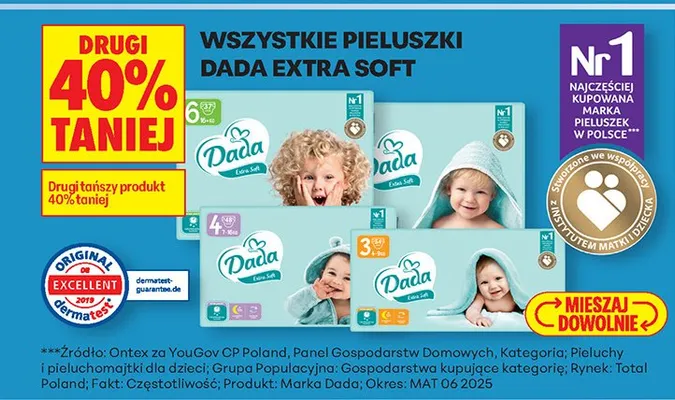 Wszystkie pieluszki Extra Soft DRUGIE -40% promocja w Biedronka