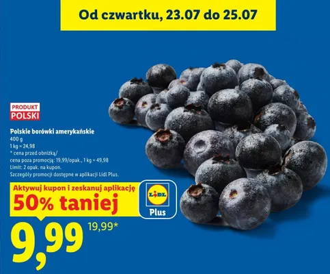 Borówki amerykańskie polskie promocja w Lidl
