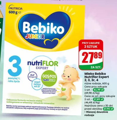 Mleko Nutriflor Expert 2, 3, 3r, 4, różne rodzaje promocja w Dino