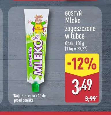 Mleko zagęszczone w tubce Gostyń promocja w Aldi
