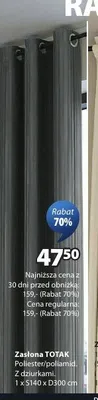 Zasłona TOTAK poliester/poliamid z dziurkami 1xS140xD300cm promocja w Jysk