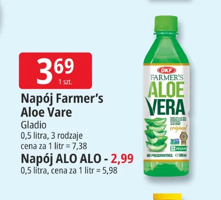 Napój Farmer's Aloe Vare Gladio promocja w Leclerc