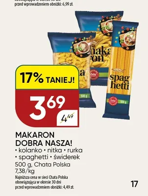 Makaron Dobra Nasza! rurka promocja w Chata Polska