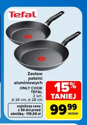 Zestaw patelni aluminiowych Only Cook Tefal promocja w Carrefour