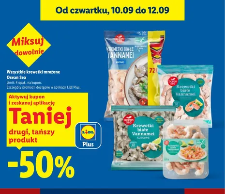 Krewetki białe Vannamei blanszowane oczyszczone Ocean Sea promocja w Lidl