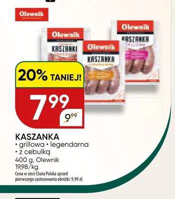 Kaszanka z cebulką Olewnik promocja w Chata Polska