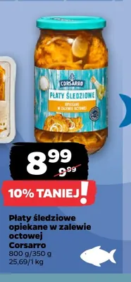 Płaty śledziowe opiekane w zalewie octowej Corsarro promocja w Netto
