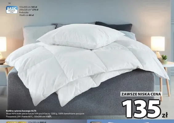 Kołdra z pierza kaczego Alta 155x200 cm promocja w Jysk