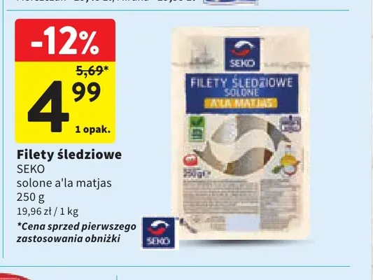 Filety śledziowe solone a'la matjas Seko promocja w Intermarche